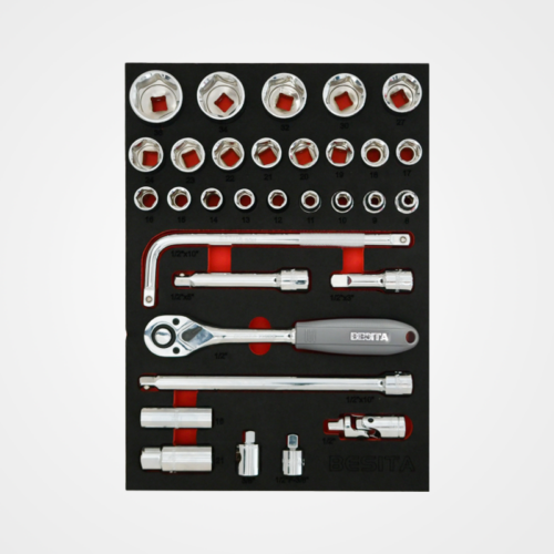 32pcs 12.5mm Hex Short Socket Tool Set (in Tray)