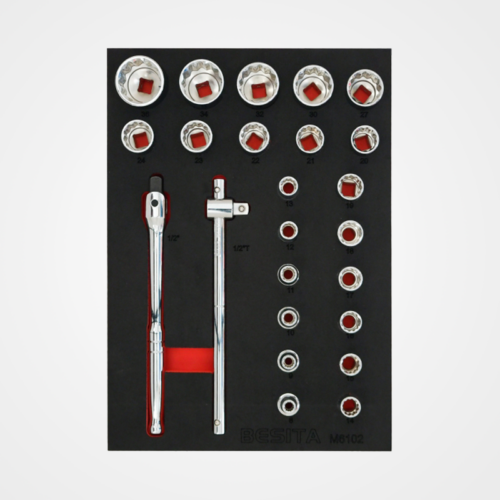 24pcs 12.5mm 12 Pt Short Socket Tool Set (in Tray)